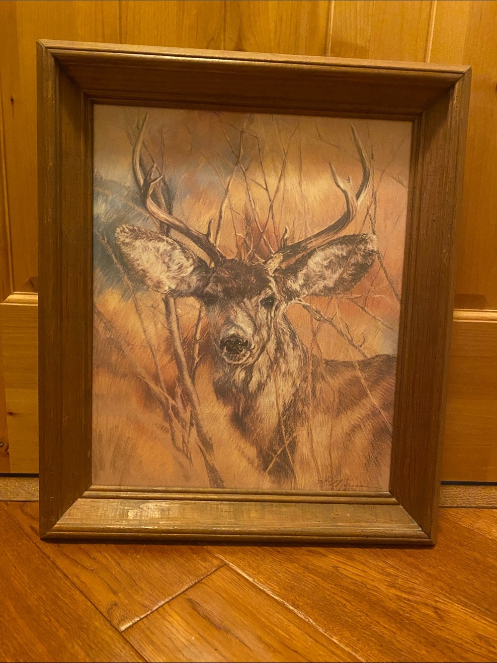 Framed Deer Print in Warm Brown Tones